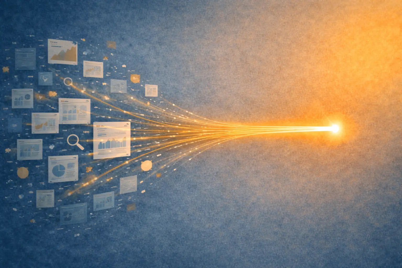 AI marketing strategy illustration showing lighthouse guiding through complex market signals